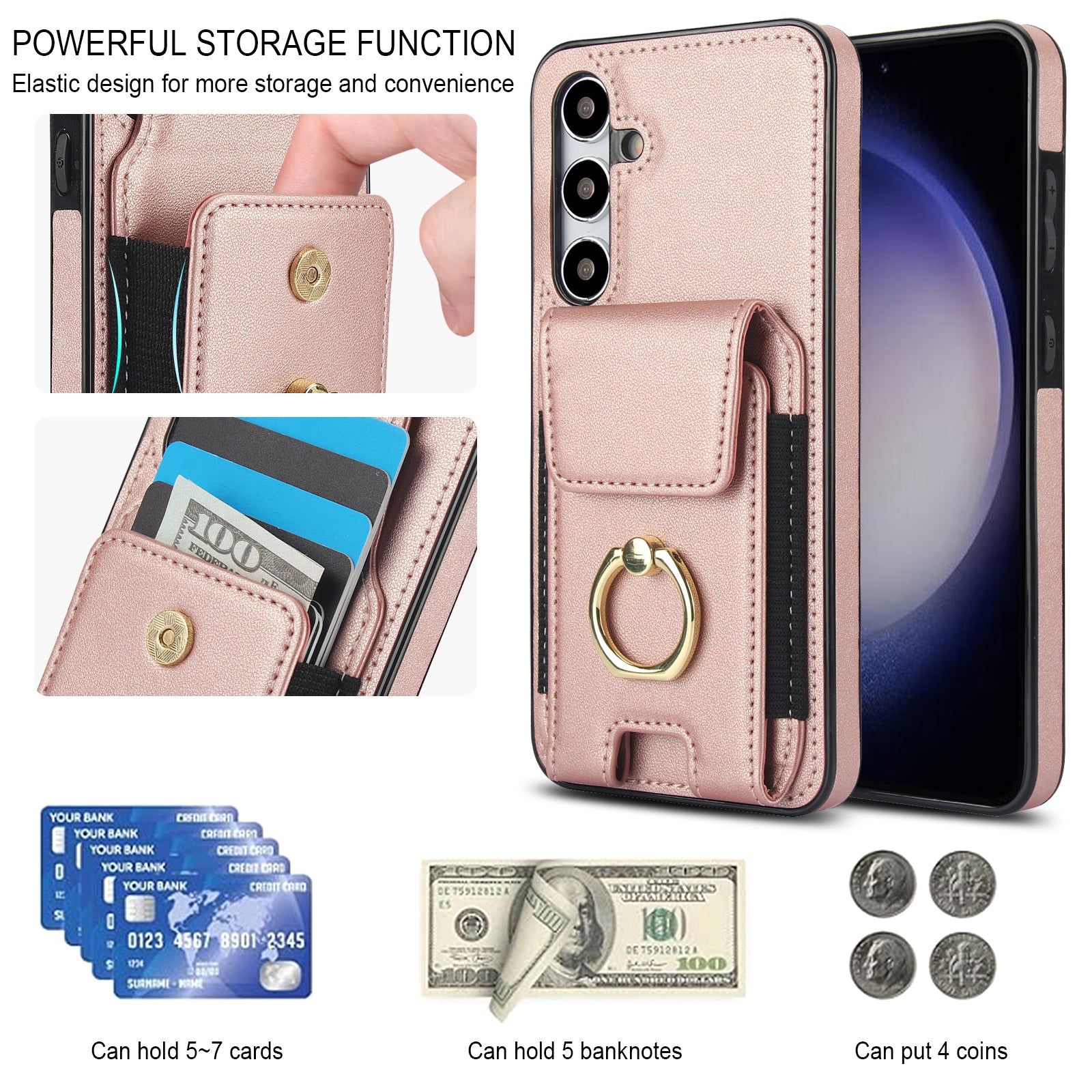 For Samsung Galaxy S23 FE Case Elastic Card Slot PU Leather+TPU Phone Cover For Samsung Galaxy S23 FE Case Elastic Card Slot PU Leather+TPU Phone Cover